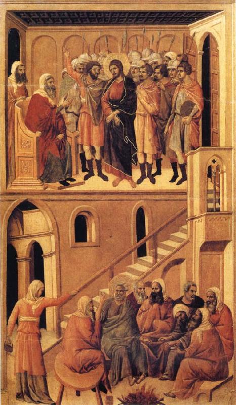 Duccio di Buoninsegna Peter's First Denial of Christ and Christ Before the High Priest Annas oil painting image